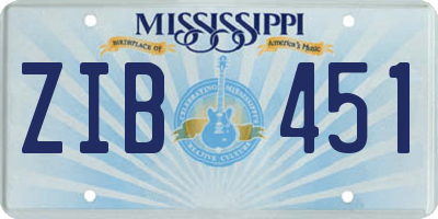 MS license plate ZIB451