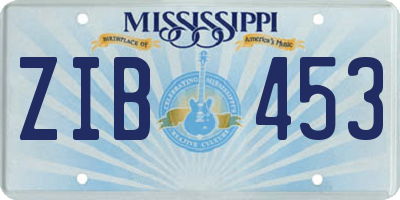 MS license plate ZIB453