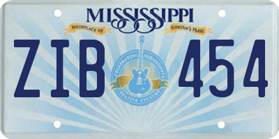 MS license plate ZIB454