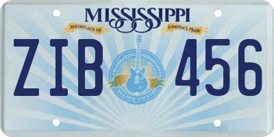 MS license plate ZIB456