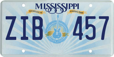MS license plate ZIB457