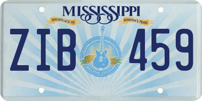 MS license plate ZIB459
