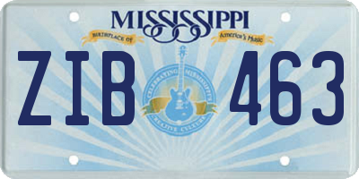 MS license plate ZIB463