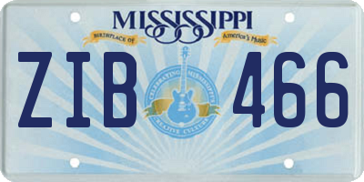 MS license plate ZIB466