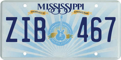 MS license plate ZIB467