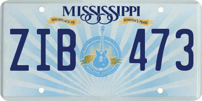 MS license plate ZIB473