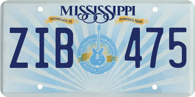 MS license plate ZIB475