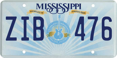 MS license plate ZIB476
