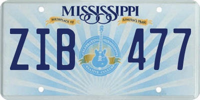 MS license plate ZIB477