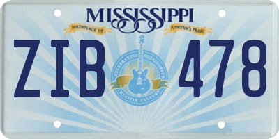 MS license plate ZIB478