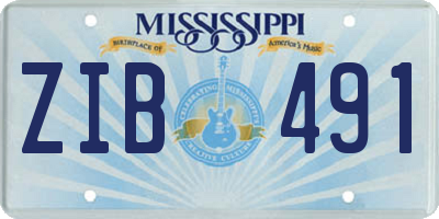 MS license plate ZIB491