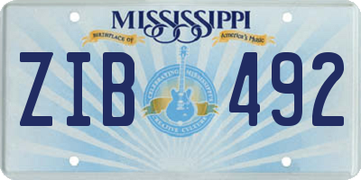 MS license plate ZIB492