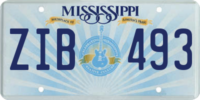 MS license plate ZIB493