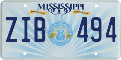 MS license plate ZIB494