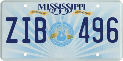 MS license plate ZIB496