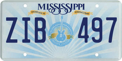 MS license plate ZIB497