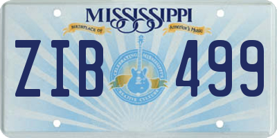MS license plate ZIB499