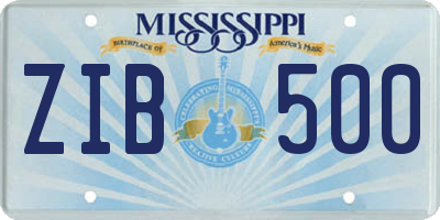 MS license plate ZIB500