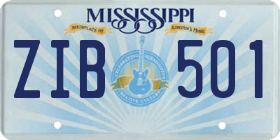 MS license plate ZIB501