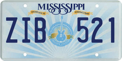MS license plate ZIB521