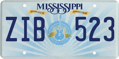 MS license plate ZIB523