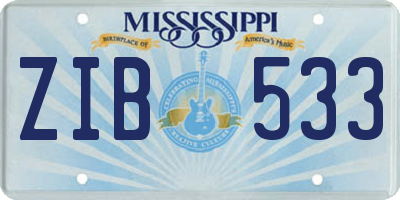 MS license plate ZIB533