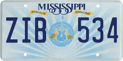 MS license plate ZIB534