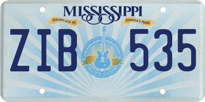 MS license plate ZIB535