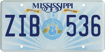 MS license plate ZIB536