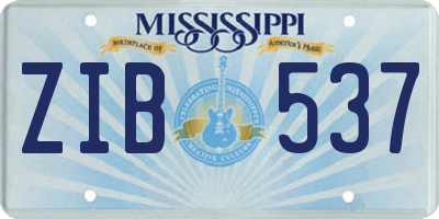 MS license plate ZIB537