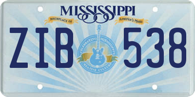 MS license plate ZIB538