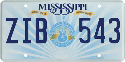 MS license plate ZIB543