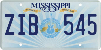 MS license plate ZIB545