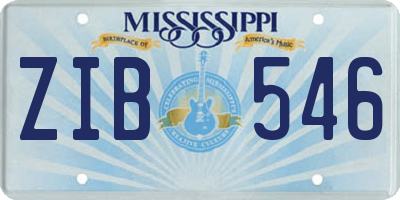 MS license plate ZIB546
