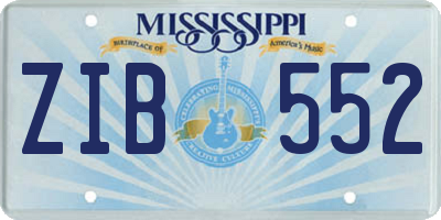 MS license plate ZIB552