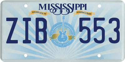 MS license plate ZIB553