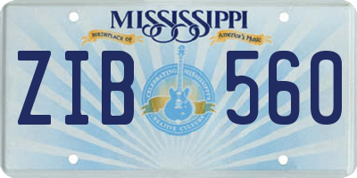 MS license plate ZIB560