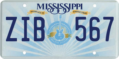MS license plate ZIB567