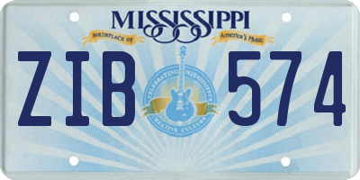 MS license plate ZIB574