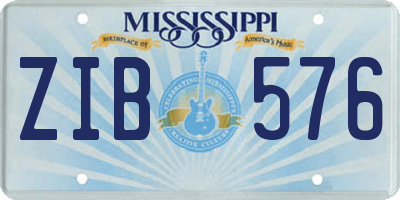 MS license plate ZIB576