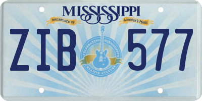 MS license plate ZIB577