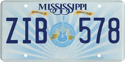 MS license plate ZIB578
