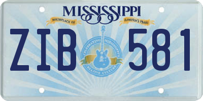 MS license plate ZIB581