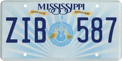 MS license plate ZIB587