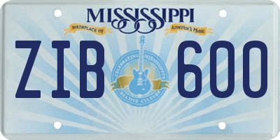 MS license plate ZIB600