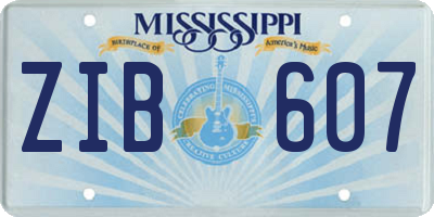 MS license plate ZIB607