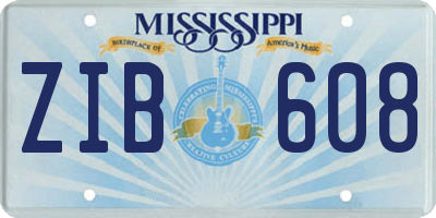 MS license plate ZIB608