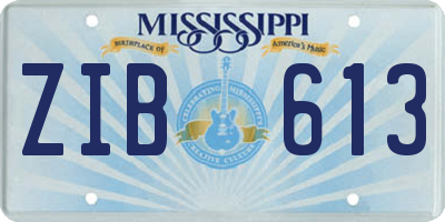 MS license plate ZIB613
