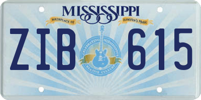 MS license plate ZIB615