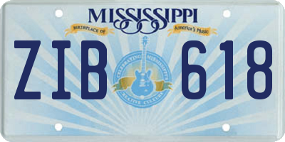 MS license plate ZIB618